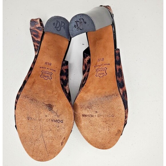Donald J Pliner Mink Slingback Sz 8 Leopard Print Patent Leather Peep Toe Heel - Picture 8 of 8